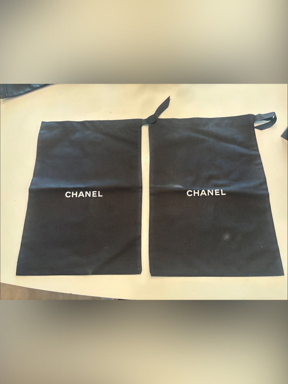 CHANEL Black Cotton Shoe Dust Bags